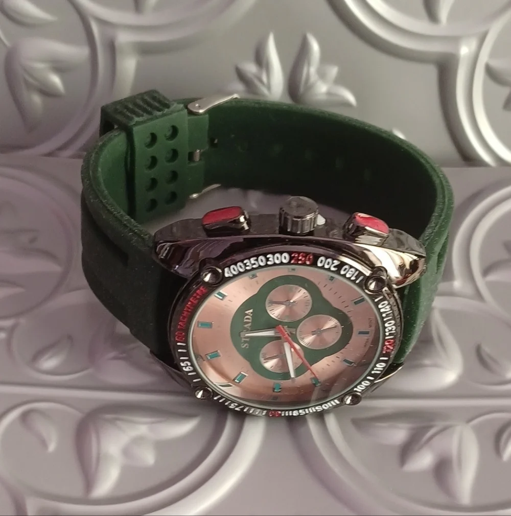 Strada Gold Dial with Green Strap Watch